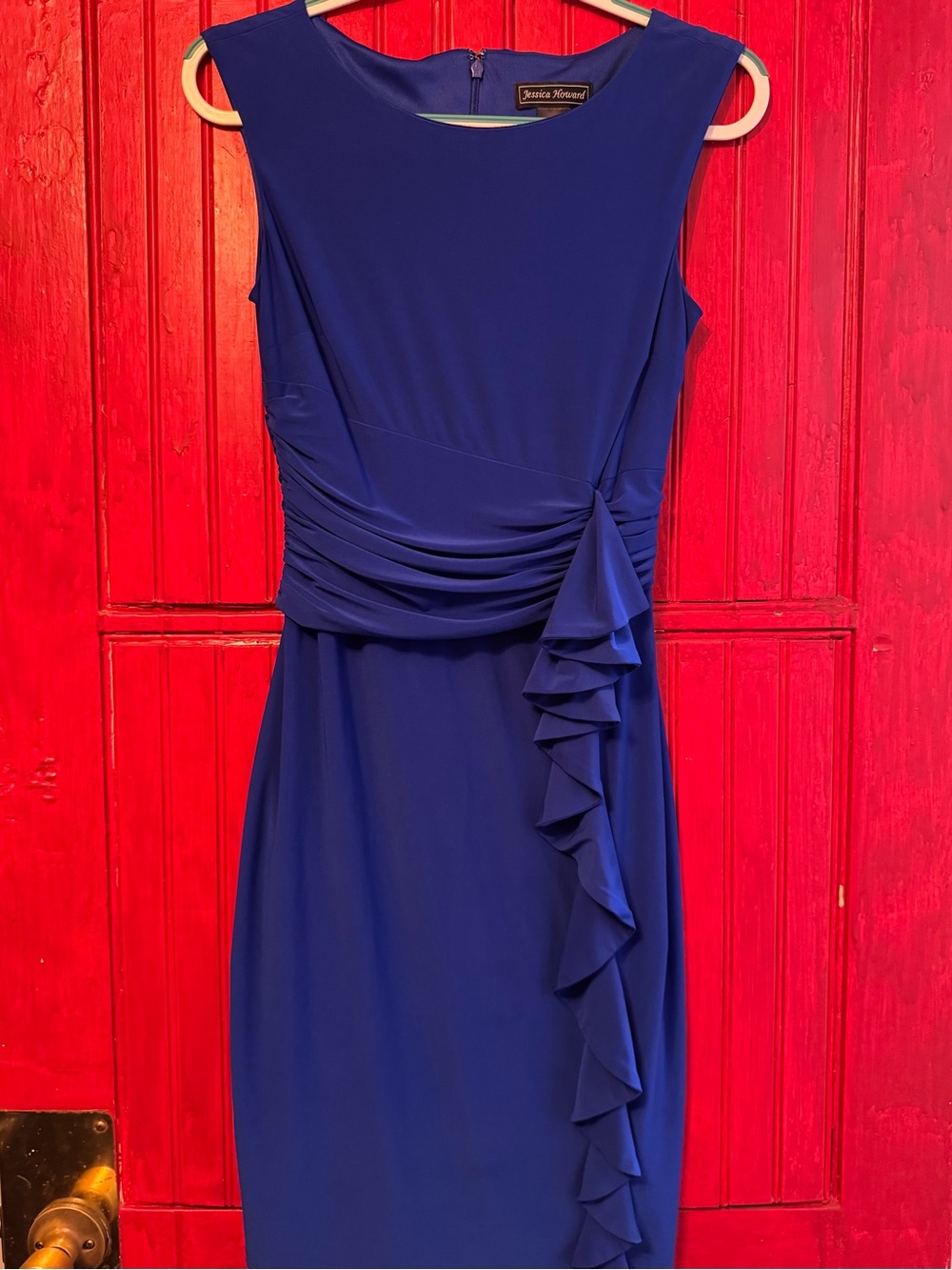 Jessica Howard Cobalt Blue Ruffle Midi Dress
